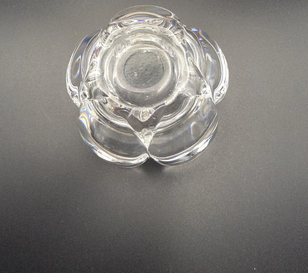 Vintage Clear Heavy Glass Lotus Tealight/Votive Holder